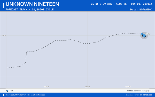 The official forecast track for Unknown Nineteen, NHC Advisory 10