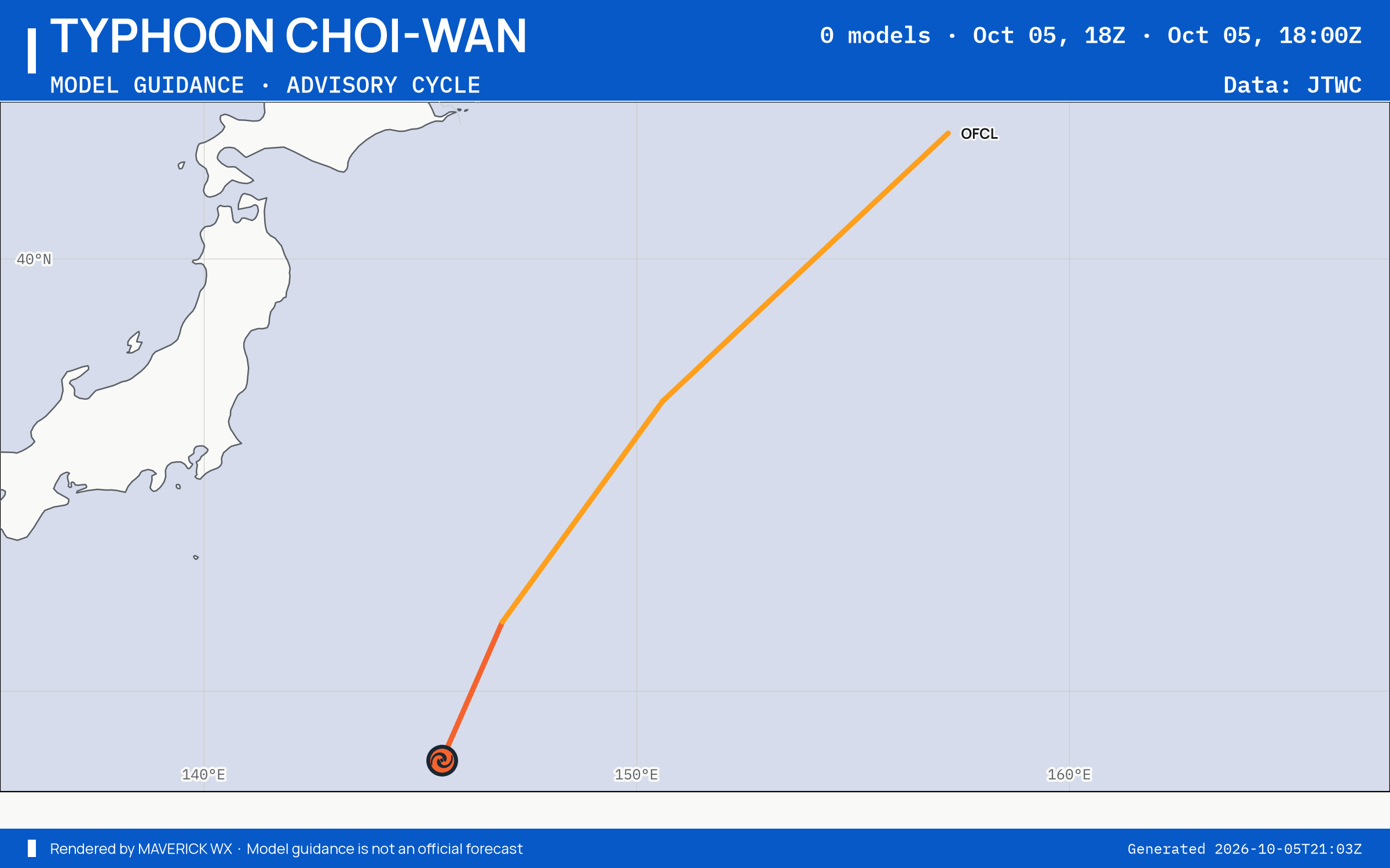 The models’ tracks, which are not a forecast for Typhoon Choi-Wan, JTWC Warning 24