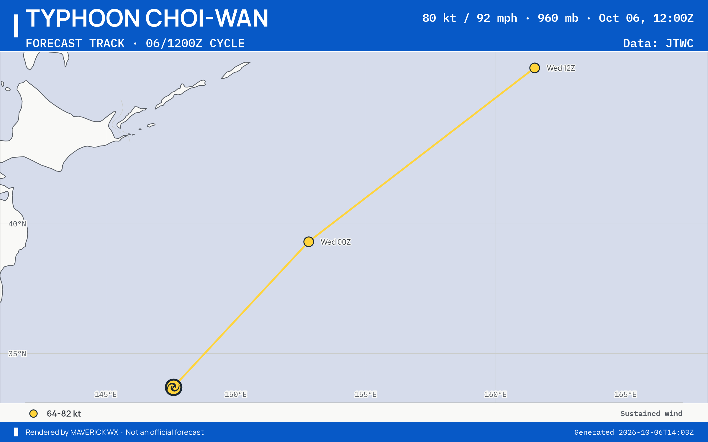 JTWC forecast for Typhoon Choi-Wan, Warning 27; rendered by MaverickWX