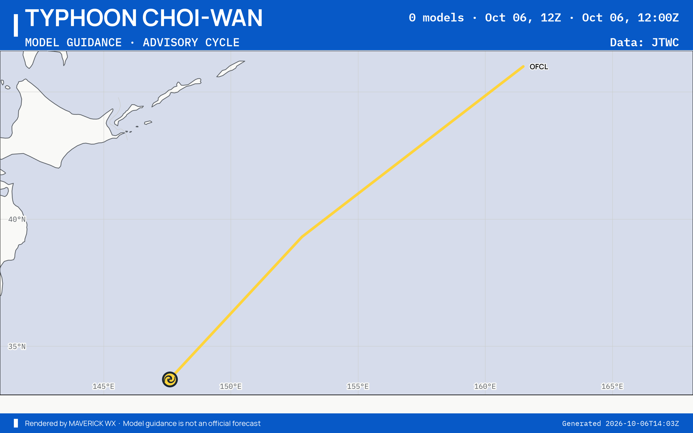 The models’ tracks, which are not a forecast for Typhoon Choi-Wan, JTWC Warning 27